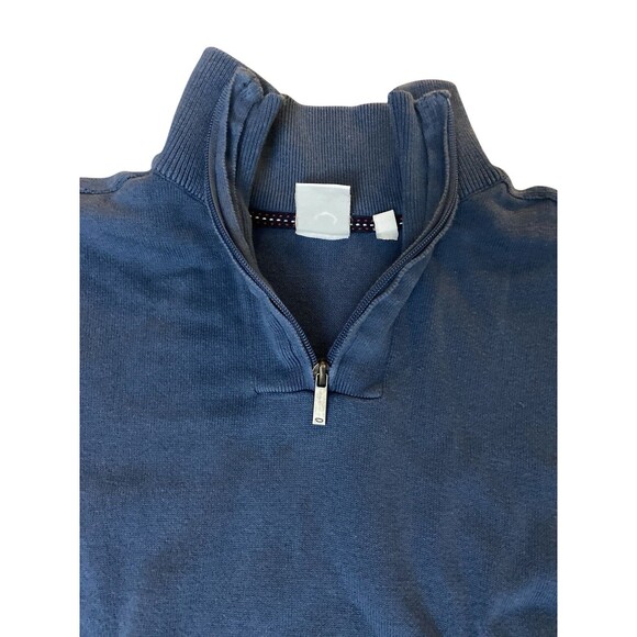 Oscar de la Renta Men’s Sweater XL Blue Half Zip Pullover Cotton Knit Casual - Picture 3 of 7